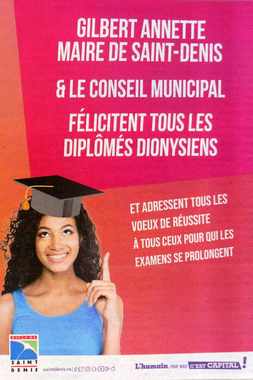 7 juillet 2019 - Presse locale de la Runion - Encart de flicitations aux nouveaux bacheliers - Mairie de St-Denis