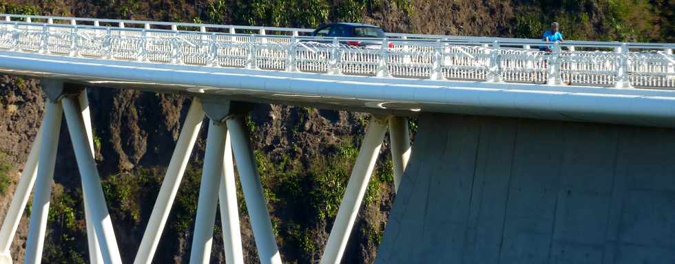 7 juillet 2013 - St-Pierre - Barbels installs le long de la corniche caniveau du pont sur le Bras de la  Plaine