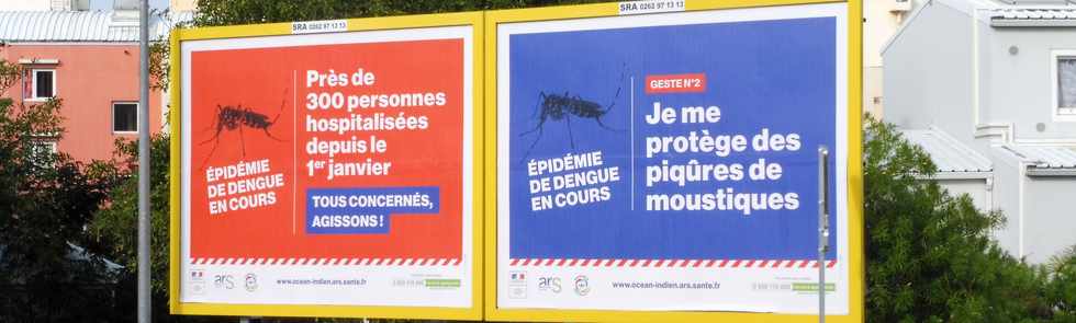9 mai 2019 - St-Pierre - Epidmie de dengue en cours, campagne d'affichage de l'ARS Ocan Indien